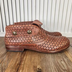 Patricia Nash Sabrina Womens Size 7 Brown Perforated Genuine Leather Ankle Boots